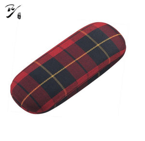 Classic hard shell glasses case with check pattern