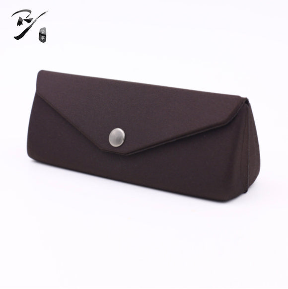 Triangular EVA glasses case with snap fastener and flap